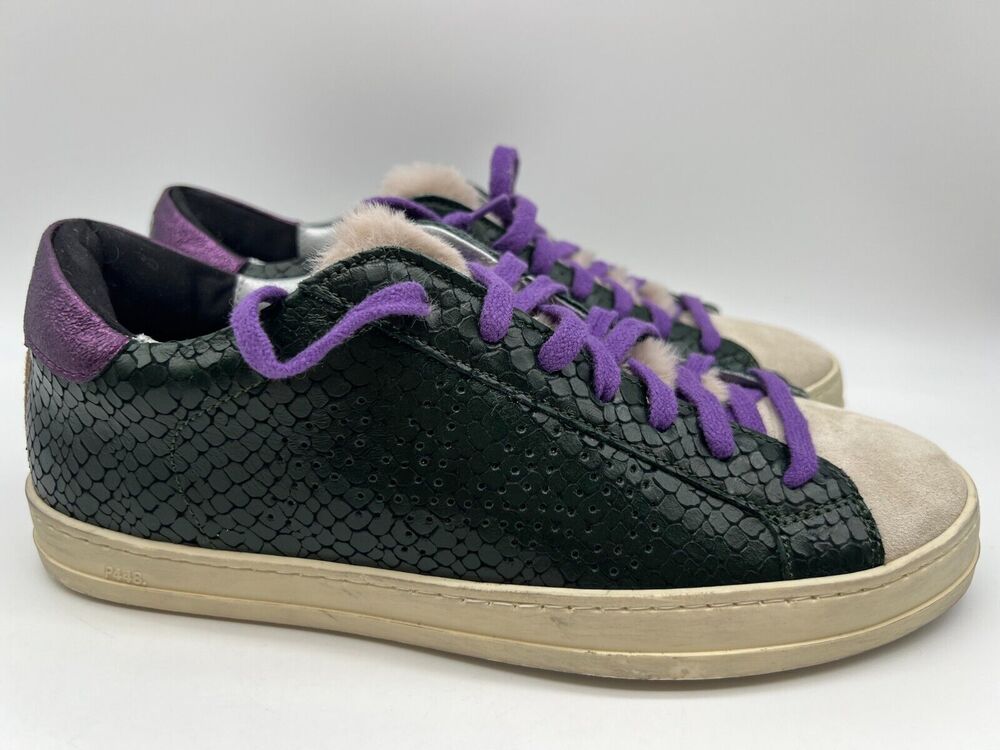 P448 Women's Black Snake Sneakers Size 39/US 9 NEW